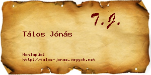 Tálos Jónás névjegykártya